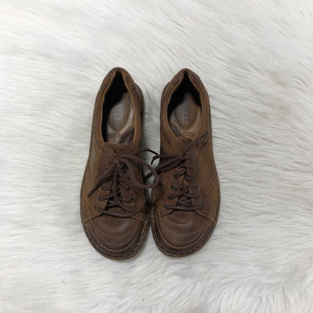 BORN Melissa Brown Leather Lace Up Sneaker SZ 8 - Picture 2 of 6